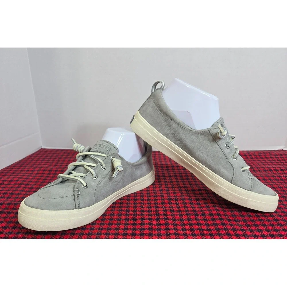 Sperry Crest Vibe Washable Leather Sneakers Gray Women's Size 8